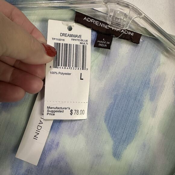 Adrienne Vittadini Sheer Tunic Top L Embellished Watercolor Swim Cover? NEW - Picture 6 of 10